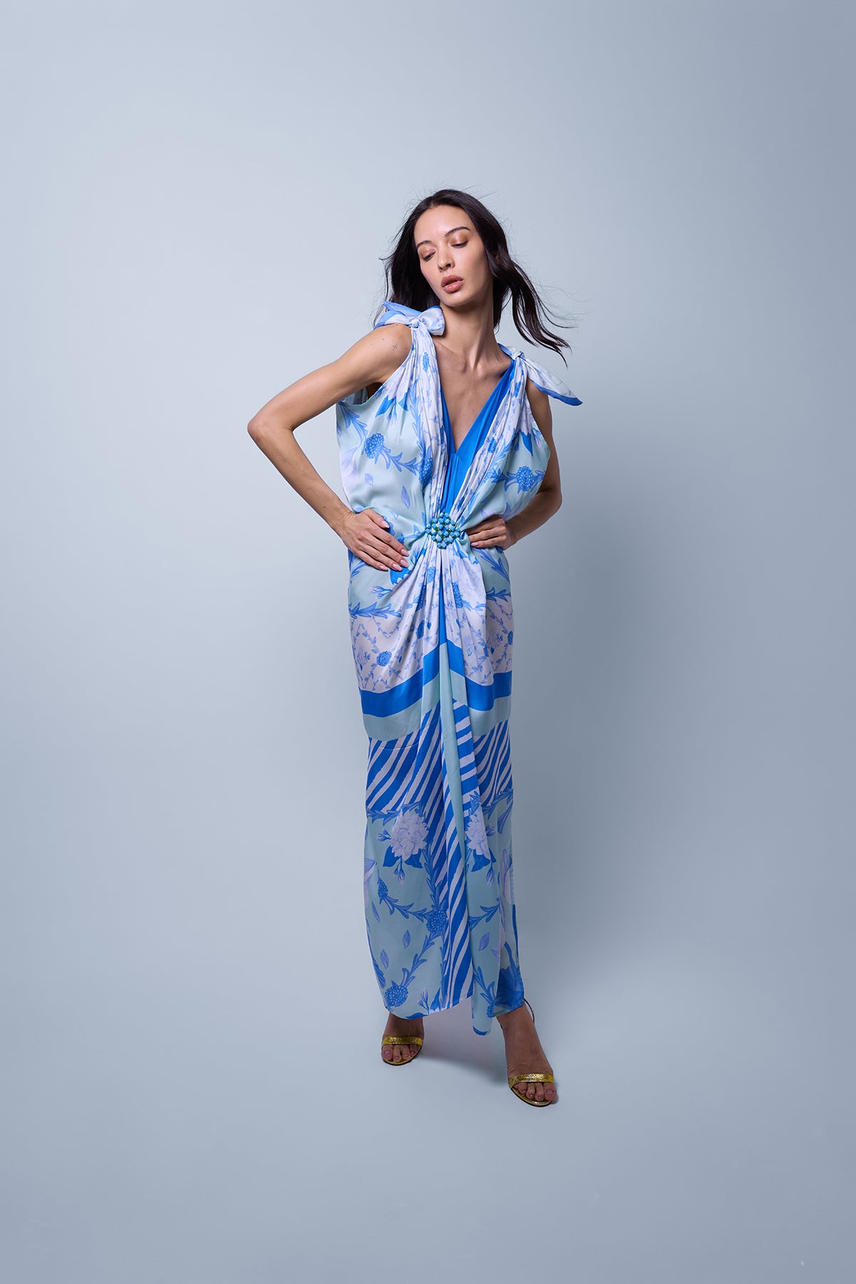 Hand Knotted Drape Gown