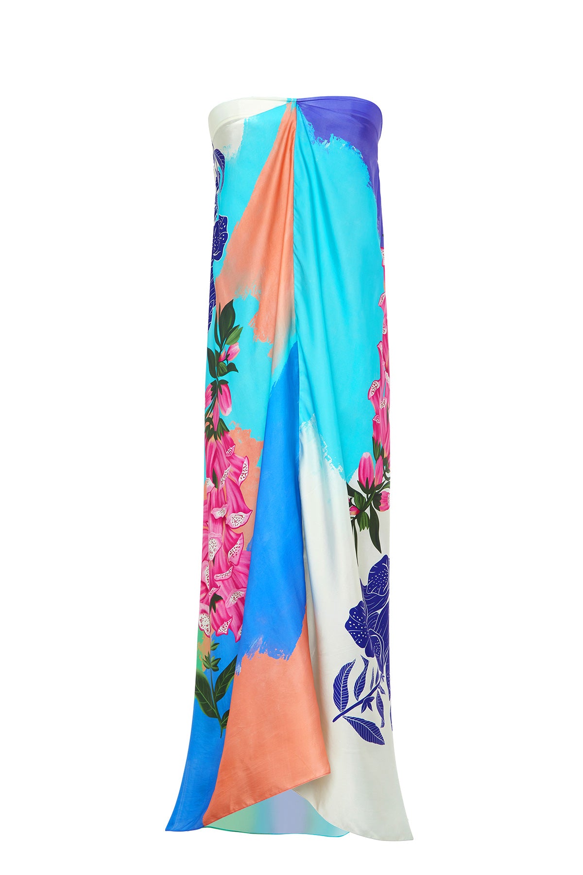 Foxgloves Draped Satin Gown