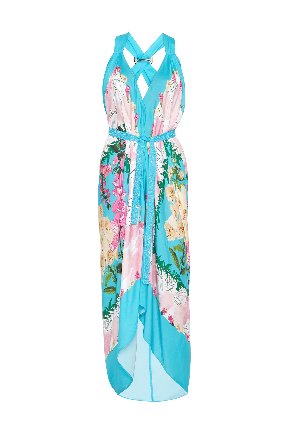 Plunge Neck Scarf Dress