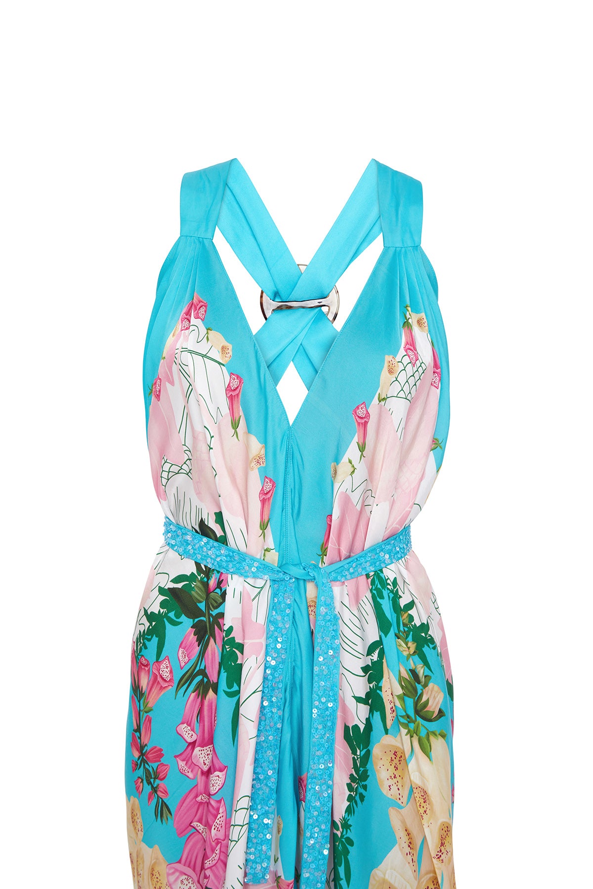 Plunge Neck Scarf Dress