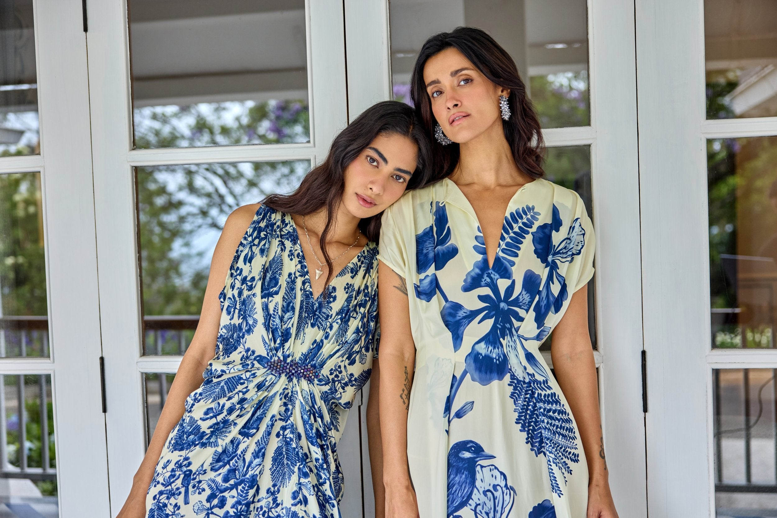 Hand Draped Gulmohar Tie-up Kaftan