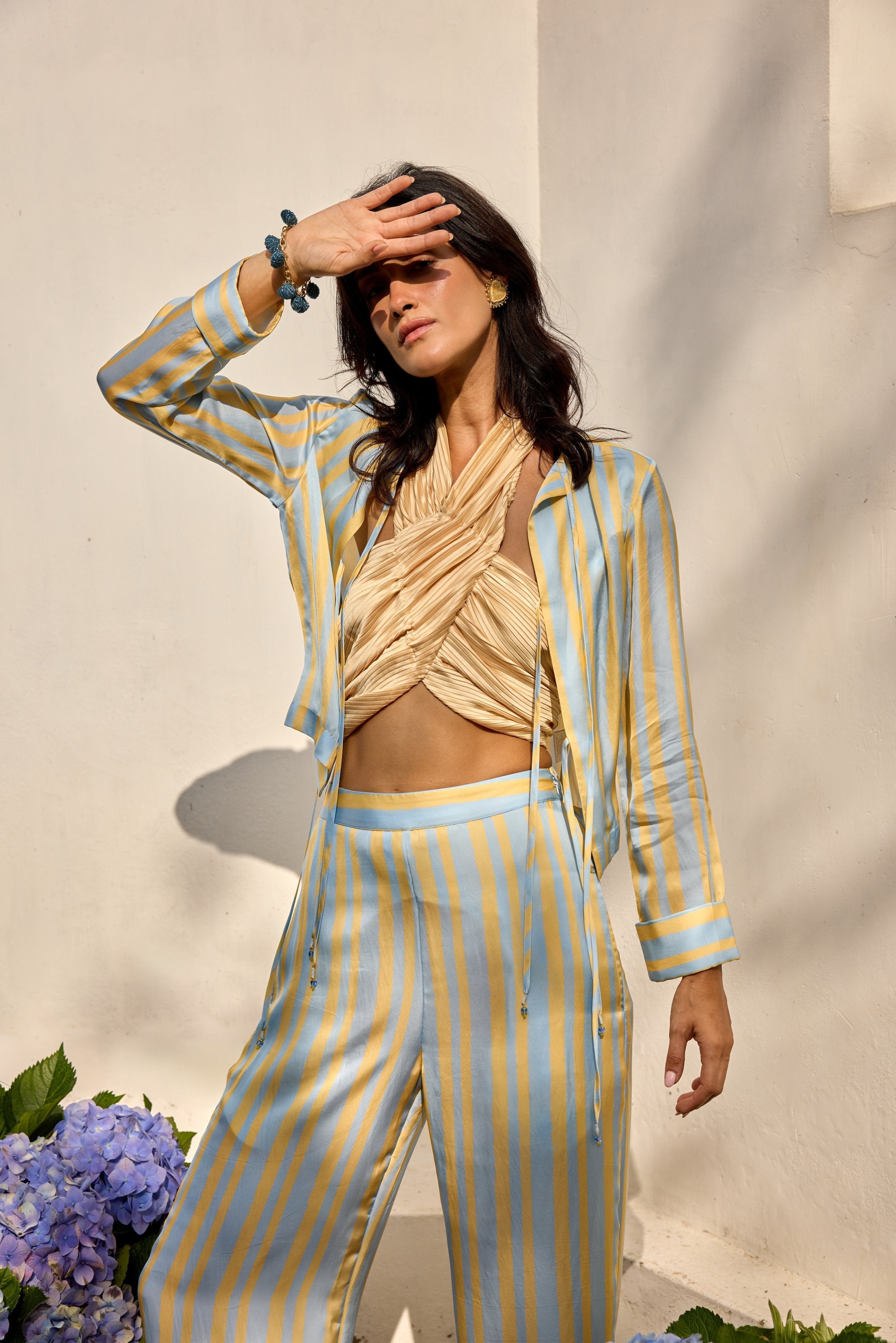 Silk Tie-up Blouse with camisole