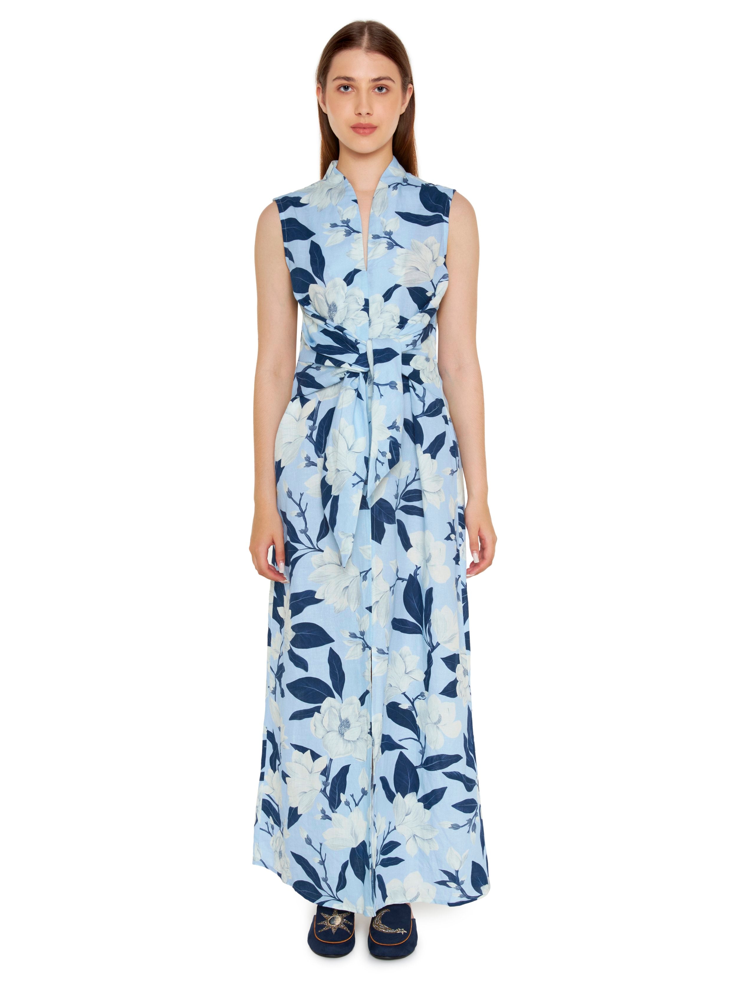 Hand Draped Linen Day Dress