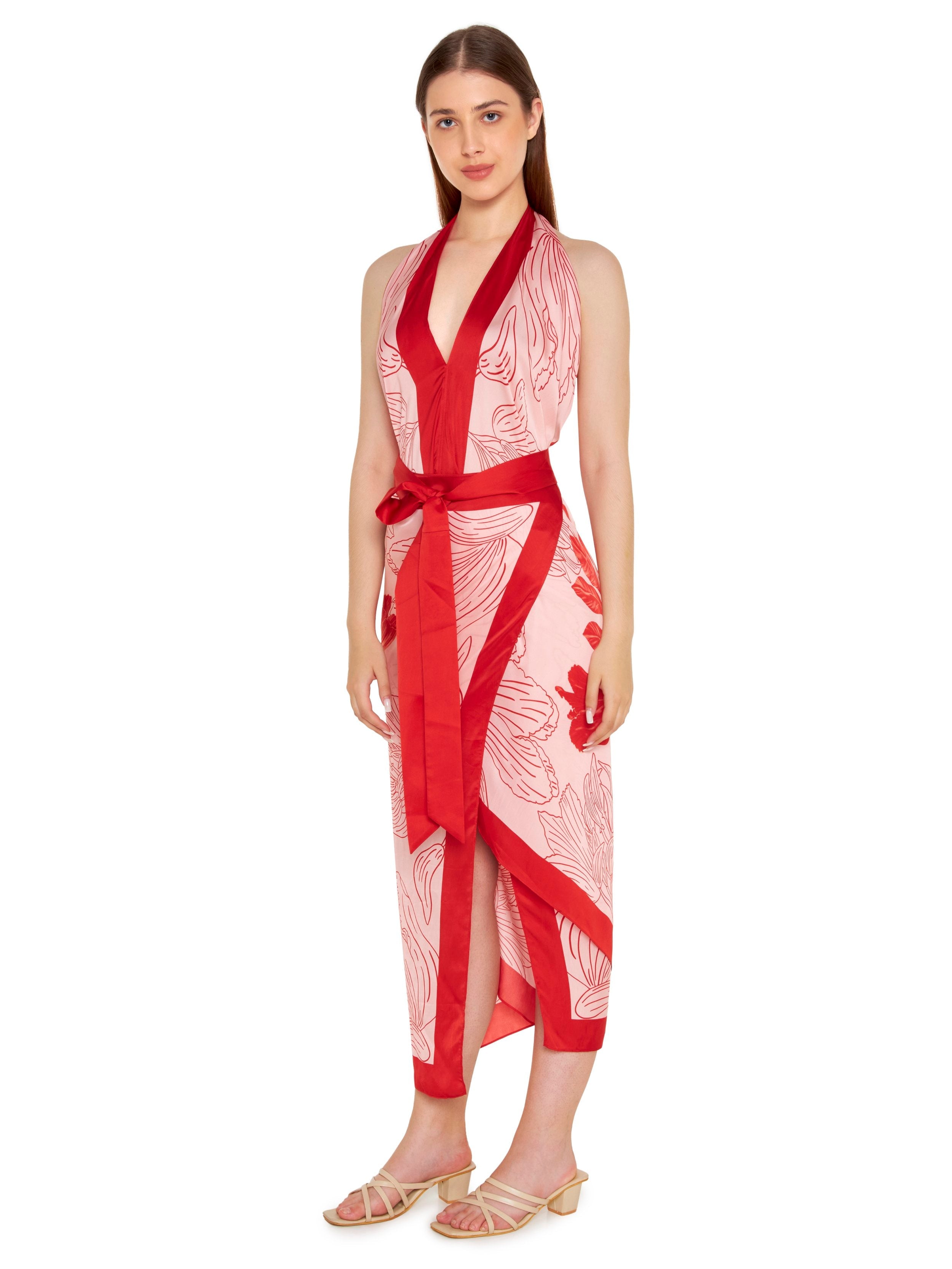 Halter Scarf Wrap Dress