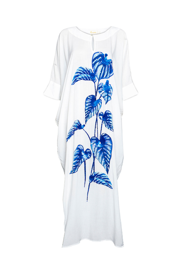 Hand Beaded Peace Lily Kaftan