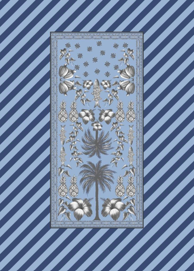 blue and grey palm pareo