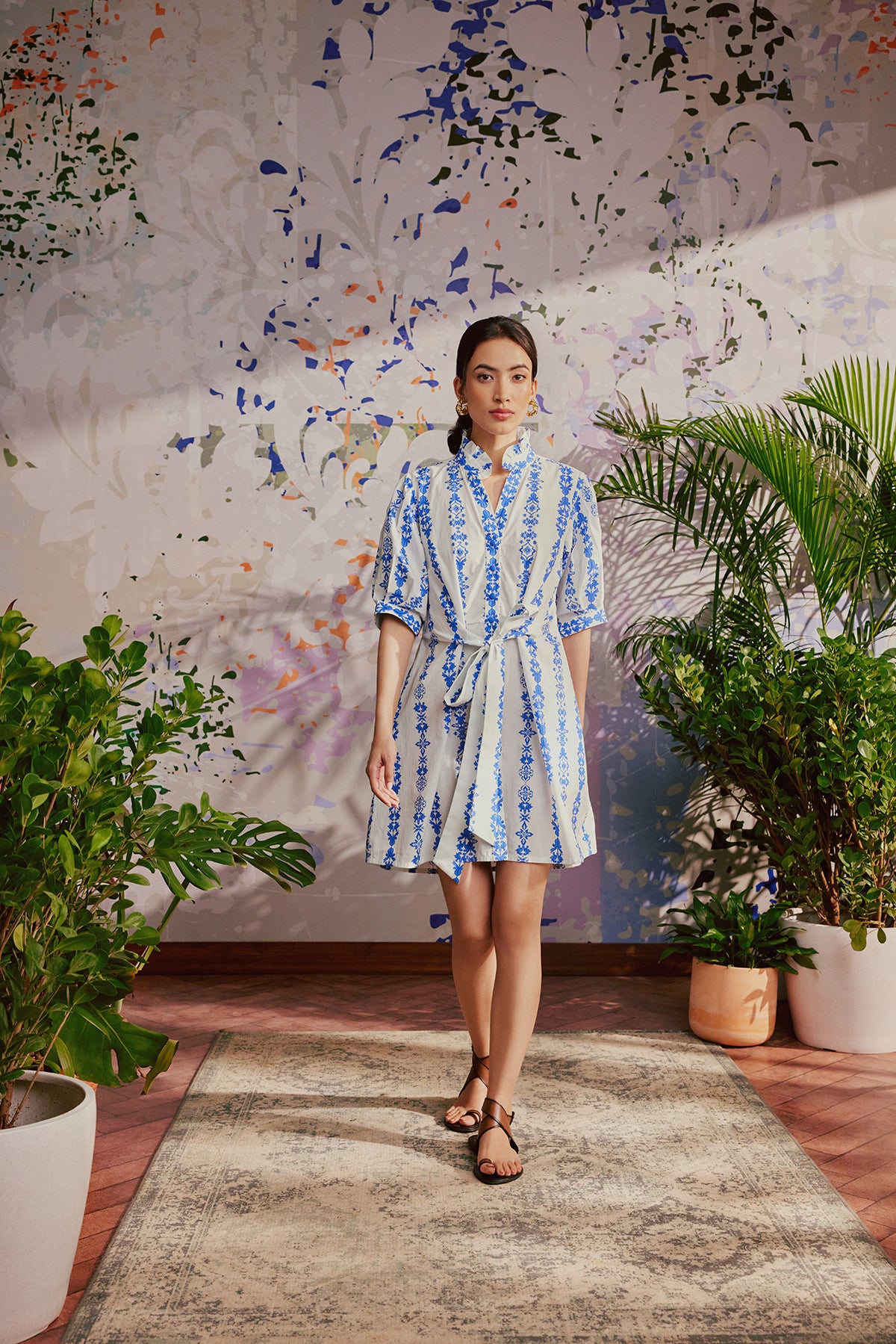 Hand Draped Mini Shirt Dress