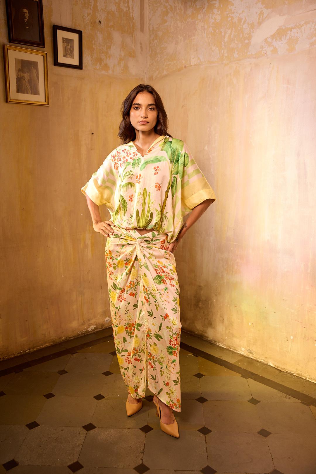 Hand Draped Floral Skirt