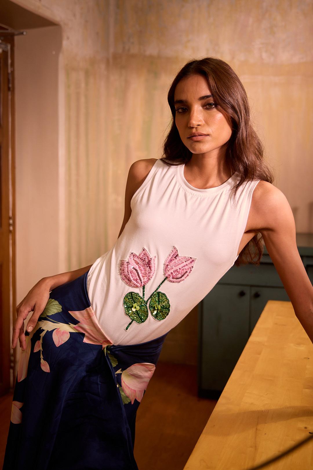 Hand Draped Lotus Skirt