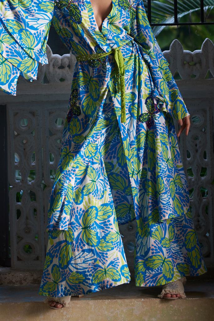 lime butterfly sharara pants