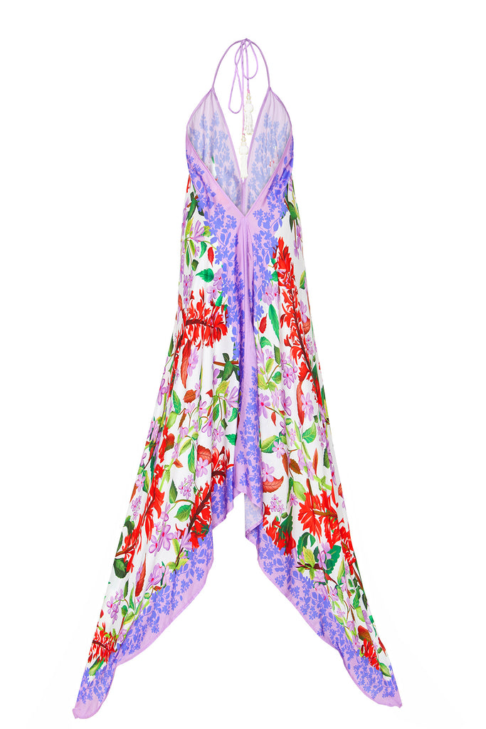 halter lilac floral dress