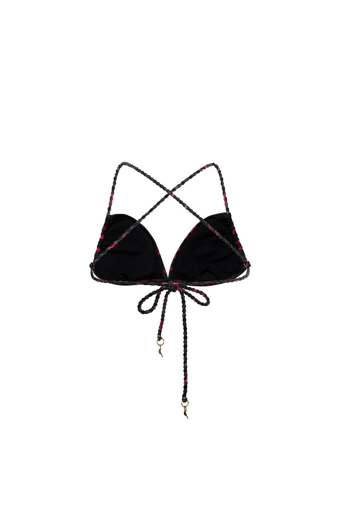 Fuchsia Black Bougainvillea Print bikini top