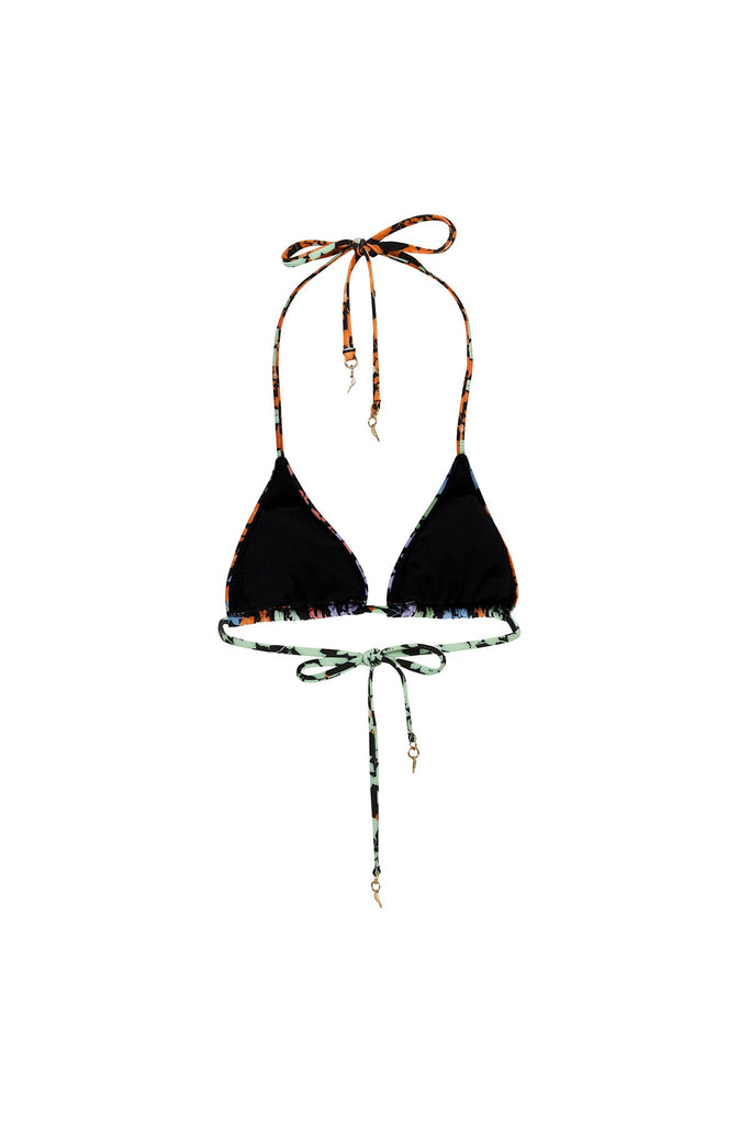 Black Multi Bougainvillea bikini top