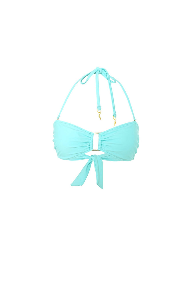 Aqua halter bikini top