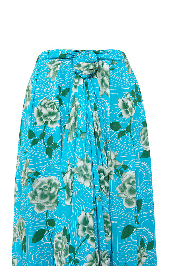 Aqua Rose Printed Skirt