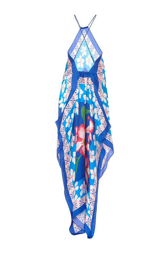 blue floral scarf dress