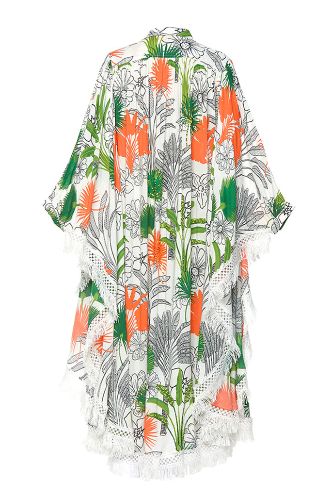 palm print kaftan dress